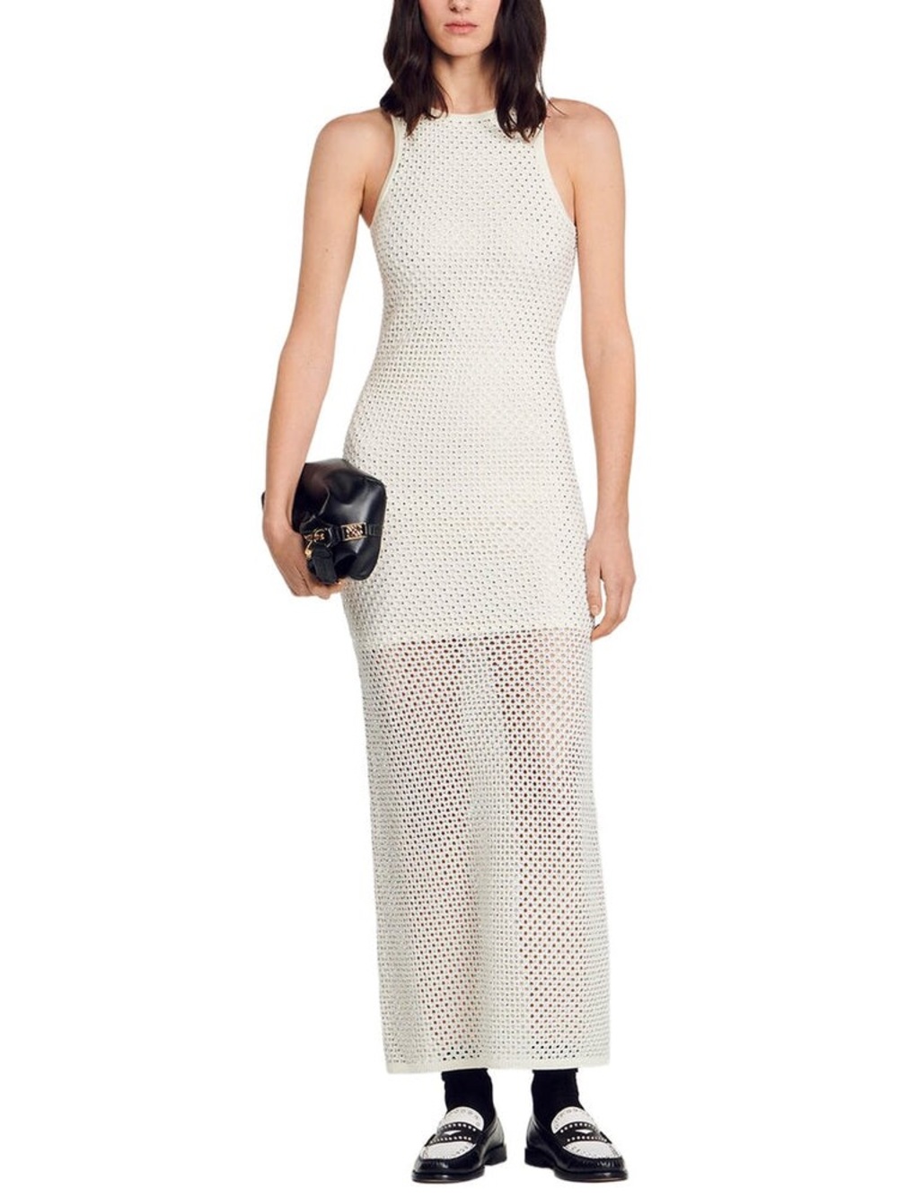NWT Sandro Diamond Maxi Dress Ecru Size 42